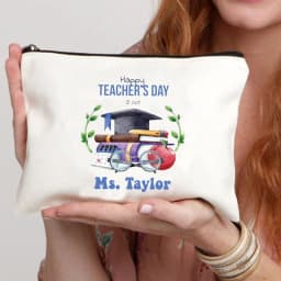 Teacher Name Custom Makeup Bag Best Graduation Gift for Teachers Pencil Case Back To School Gift for Teacher Women Purse