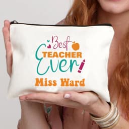 Teacher Name Custom Makeup Bag Best Graduation Gift for Teachers Pencil Case Back To School Gift for Teacher Women Purse