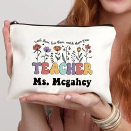 Teacher Name Custom Makeup Bag Best Graduation Gift for Teachers Pencil Case Back To School Gift for Teacher Women Purse