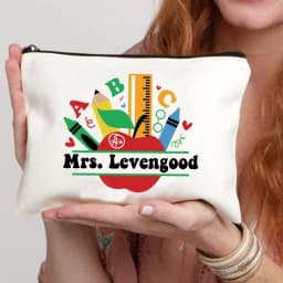 Teacher Name Custom Makeup Bag Best Graduation Gift for Teachers Pencil Case Back To School Gift for Teacher Women Purse