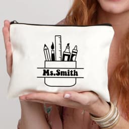 Teacher Name Custom Makeup Bag Best Graduation Gift for Teachers Pencil Case Back To School Gift for Teacher Women Purse