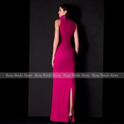 Customized Luxury Wedding Party Dresses Fuchsia Women‘s Formal Evening Gowns Mermaid O Neck Trumpet Elegant Prom Dress with Cape