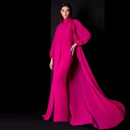Customized Luxury Wedding Party Dresses Fuchsia Women‘s Formal Evening Gowns Mermaid O Neck Trumpet Elegant Prom Dress with Cape
