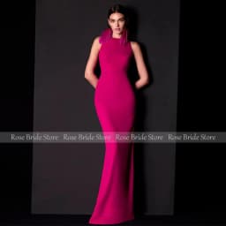 Customized Luxury Wedding Party Dresses Fuchsia Women‘s Formal Evening Gowns Mermaid O Neck Trumpet Elegant Prom Dress with Cape