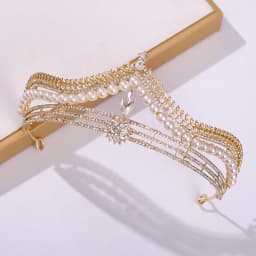 Baroque Luxury Golden Plated Crystal Pearls Bridal Tiaras Crown Rhinestone Pageant Diadem CZ Headbands Wedding Hair Accessories