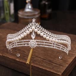 Baroque Luxury Golden Plated Crystal Pearls Bridal Tiaras Crown Rhinestone Pageant Diadem CZ Headbands Wedding Hair Accessories