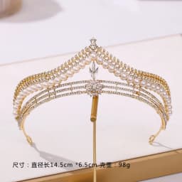 Baroque Luxury Golden Plated Crystal Pearls Bridal Tiaras Crown Rhinestone Pageant Diadem CZ Headbands Wedding Hair Accessories