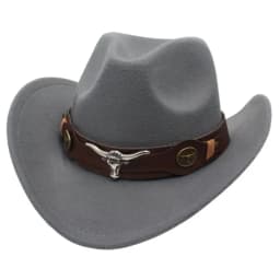 New Felt Western Cowboy Hat Ethnic Style with Cow Band Roll Brim Cowgirl Cap Soft Ox Head Accessories Tibetan Style Top Hat Men