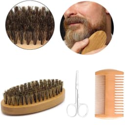 Men's Shaving Brush Set Boar Bristle Portable Barber Natural Beard Brush Comb Scissors for Facial Cleaning Styling Tool