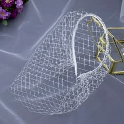 JM26 Tulle Cage Veil with Pearls Wedding Birdcage Veil with Headband face Cover Bride Headdress Wedding Accessories Mariage