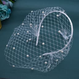 JM26 Tulle Cage Veil with Pearls Wedding Birdcage Veil with Headband face Cover Bride Headdress Wedding Accessories Mariage