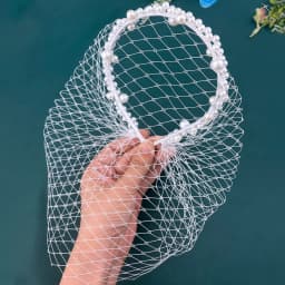 JM26 Tulle Cage Veil with Pearls Wedding Birdcage Veil with Headband face Cover Bride Headdress Wedding Accessories Mariage