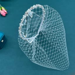 JM26 Tulle Cage Veil with Pearls Wedding Birdcage Veil with Headband face Cover Bride Headdress Wedding Accessories Mariage