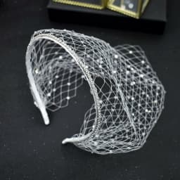 JM26 Tulle Cage Veil with Pearls Wedding Birdcage Veil with Headband face Cover Bride Headdress Wedding Accessories Mariage