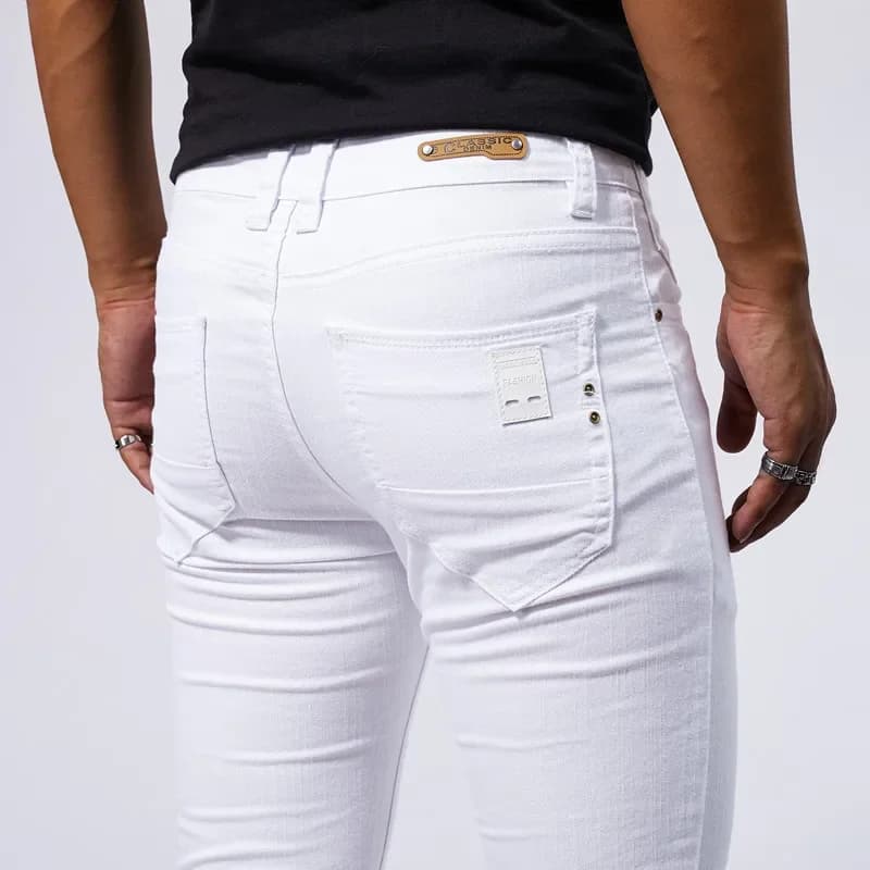 Men's White Casual Jeans New Denim Pants Comfortable Fashion Stretch Slim Fit Straight Trousers Male Clothing Streetwear