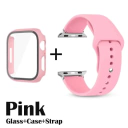 Glass+Case+Strap for Apple Watch Band 42mm 44mm 41mm 40mm 38mm 45mm 49mm Screen Protectors for Apple IWatch Series 8 7 6 SE 5 4