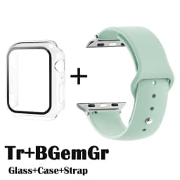 Glass+Case+Strap for Apple Watch Band 42mm 44mm 41mm 40mm 38mm 45mm 49mm Screen Protectors for Apple IWatch Series 8 7 6 SE 5 4