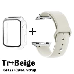 Glass+Case+Strap for Apple Watch Band 42mm 44mm 41mm 40mm 38mm 45mm 49mm Screen Protectors for Apple IWatch Series 8 7 6 SE 5 4
