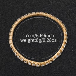 2PCS Fashion Full Diamond Women's Watch Gold Steel Band Analog Quartz Watches Bracelet Set