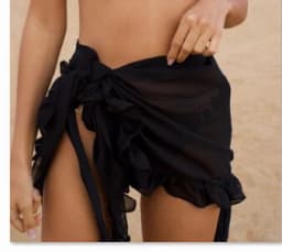 Women Swimsuit Bikini Cover-Ups Skirt Summer Solid Color Beach Wrap Skirt Swimwear Female Ruffles Trim Lace Up Sarong Cover Ups