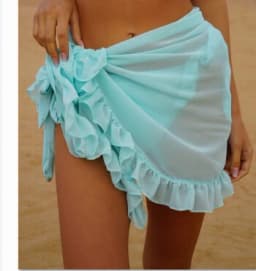 Women Swimsuit Bikini Cover-Ups Skirt Summer Solid Color Beach Wrap Skirt Swimwear Female Ruffles Trim Lace Up Sarong Cover Ups