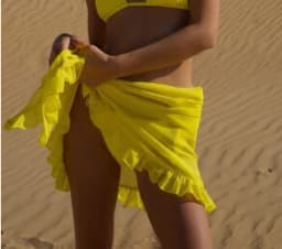 Women Swimsuit Bikini Cover-Ups Skirt Summer Solid Color Beach Wrap Skirt Swimwear Female Ruffles Trim Lace Up Sarong Cover Ups