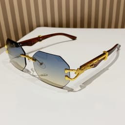 Rimless Square Sunglasses Men With Hexagon Retro Frameless Sun Glasses for Women 2024 Luxury Brand Designer Eyewear UV400 Shades