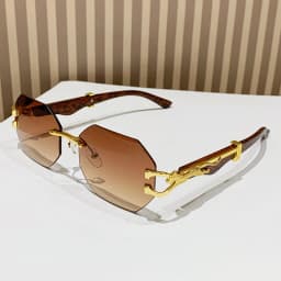Rimless Square Sunglasses Men With Hexagon Retro Frameless Sun Glasses for Women 2024 Luxury Brand Designer Eyewear UV400 Shades