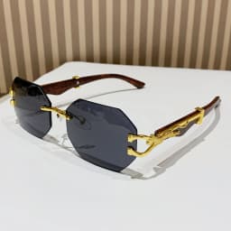Rimless Square Sunglasses Men With Hexagon Retro Frameless Sun Glasses for Women 2024 Luxury Brand Designer Eyewear UV400 Shades