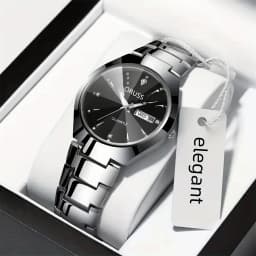 2pcs Couples Dial Cutting Quartz Watch Business Fashion Analog Calendar Wrist Watch Valentines Gift For Men Women Date Watch