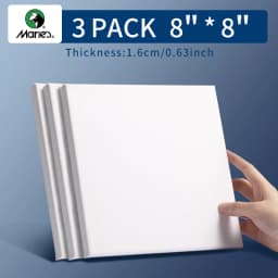 Marie's 3 Pack Stretched Canvas with 6x6", 8x8", 12x12", 12x16" and 16x20", 100% Cotton Primed White Rectangular Wooden Framed