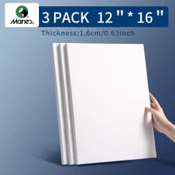 Marie's 3 Pack Stretched Canvas with 6x6", 8x8", 12x12", 12x16" and 16x20", 100% Cotton Primed White Rectangular Wooden Framed