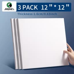 Marie's 3 Pack Stretched Canvas with 6x6", 8x8", 12x12", 12x16" and 16x20", 100% Cotton Primed White Rectangular Wooden Framed