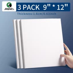 Marie's 3 Pack Stretched Canvas with 6x6", 8x8", 12x12", 12x16" and 16x20", 100% Cotton Primed White Rectangular Wooden Framed