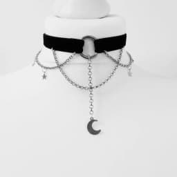 Black Crescent Moon Choker Necklace Gothic Grunge Black Velvet Jewelry Gorgeous Women Pendant Gift Gothic Statement Goth New