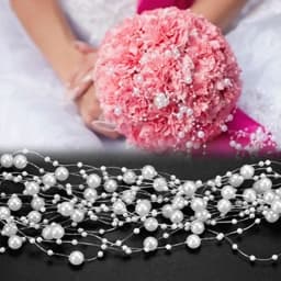 2 Yards 8+3mm Christmas Decoration Fishing Line Artificial Pearls Beads Chain Garland Flowers Wedding Party #SBT