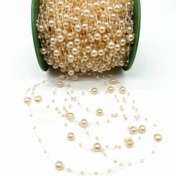 2 Yards 8+3mm Christmas Decoration Fishing Line Artificial Pearls Beads Chain Garland Flowers Wedding Party #SBT