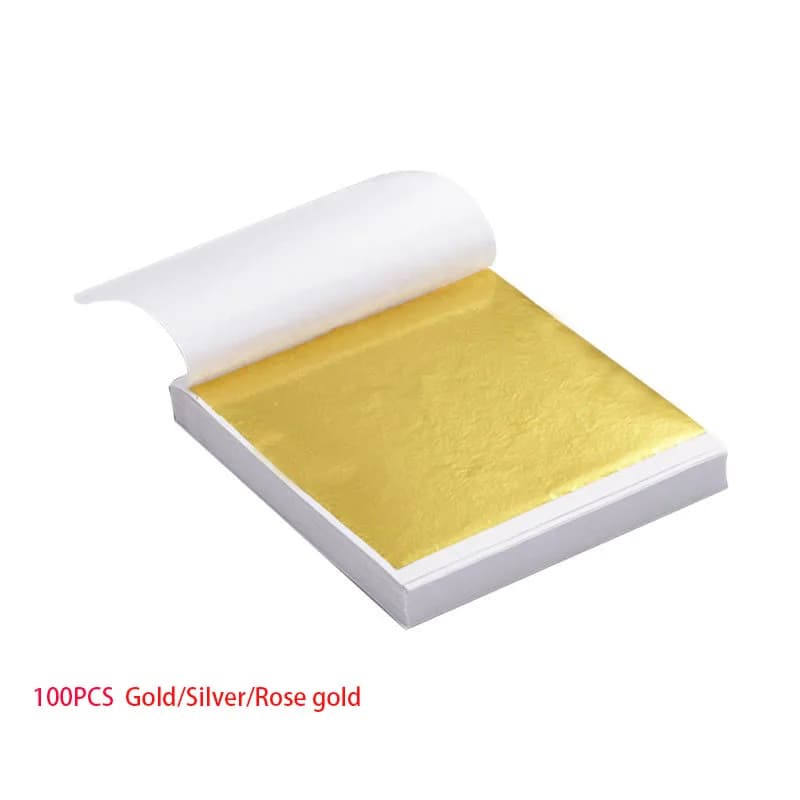 100pcs Art Craft Design Paper Sheets Practical Pure Shiny Gold Silver Rose gold Leaf for Gilding DIY Craft Party Decoration