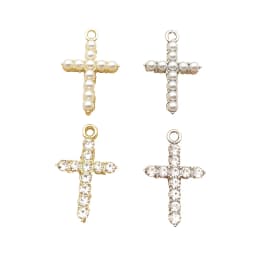 10pcs Pearl Crystal Cross Charm for Jewelry Making Necklace Bracelet Earring Pendant Diy Accessories Zinc Alloy