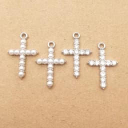 10pcs Pearl Crystal Cross Charm for Jewelry Making Necklace Bracelet Earring Pendant Diy Accessories Zinc Alloy