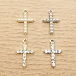 10pcs Pearl Crystal Cross Charm for Jewelry Making Necklace Bracelet Earring Pendant Diy Accessories Zinc Alloy