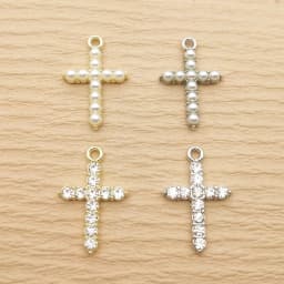 10pcs Pearl Crystal Cross Charm for Jewelry Making Necklace Bracelet Earring Pendant Diy Accessories Zinc Alloy