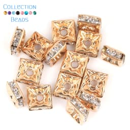Gold Color Silver Color Square Rhinestone Rondelles Crystal Spacer Beads For Jewelry Making DIY Bracelet Necklace Accessories