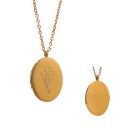 Yhpup 316 Stainless Steel 12 Month Birth Flower Floral Pendant Necklace Mother Sister Giff PVD Collar Golden Necklace Waterproof