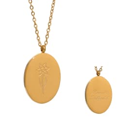 Yhpup 316 Stainless Steel 12 Month Birth Flower Floral Pendant Necklace Mother Sister Giff PVD Collar Golden Necklace Waterproof
