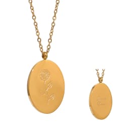 Yhpup 316 Stainless Steel 12 Month Birth Flower Floral Pendant Necklace Mother Sister Giff PVD Collar Golden Necklace Waterproof