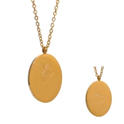 Yhpup 316 Stainless Steel 12 Month Birth Flower Floral Pendant Necklace Mother Sister Giff PVD Collar Golden Necklace Waterproof