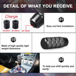 Universal 95mm Non-Slip gear stick Gear Shift Knob M8 M10 M12 Universal Car Manual Transmission Aluminum gear shifter knob