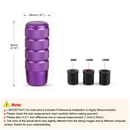 Universal 95mm Non-Slip gear stick Gear Shift Knob M8 M10 M12 Universal Car Manual Transmission Aluminum gear shifter knob