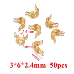 50-100pcs 18k Gold Stainless Steel Ball Chain Calotte Crimps Beads Connector End Clasp DIY Jewelry Necklace Bracelets Supplies